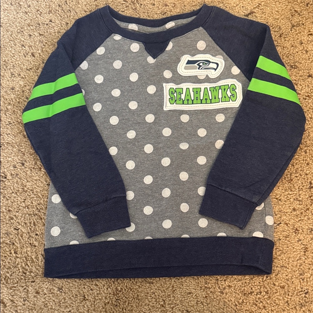 Kids Seahawks Polka Dot Sweatshirt - Navy, Gray, and Green
